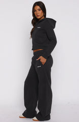 Comfy And Cute Wide Leg Sweatpants Charcoal