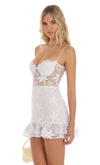 Floral Sequin Dress in White