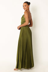 Naira Pleated Maxi Dress - Palm Green