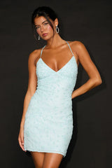 Keep Glowing Mint Blue Sequin Lace-Up Bodycon Mini Dress Lulus
