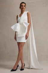 Brulee | Cream Scoop-Neck Sash Mini Dress With Bow