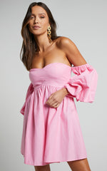 Amalie The Label - Cielio Linen Blend Paneled Bust Mini Dress in Pink