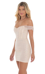 Sequin Corset Dress in Cream