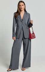 Daffy Blazer - Cinched Waist Blazer in Grey