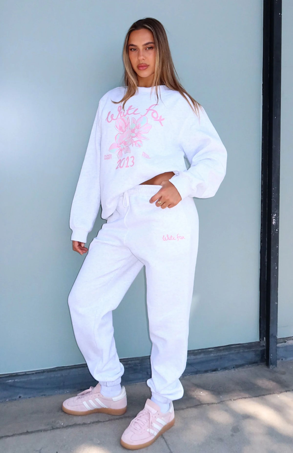 Pick You A Flower Sweatpants Grey Marle