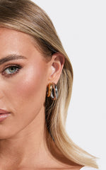 Rhonda Earrings -  Double Hoop Contrast Earrings in Gold/Silver