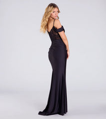 Celine Cold Shoulder Corset Slit Bodycon Formal Dress