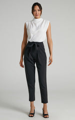 Raegen Pant - High Waist Tapered Leg Pant in Black
