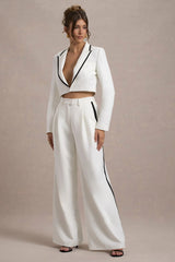 Maiya | White High-Waist Wide-Leg Trousers