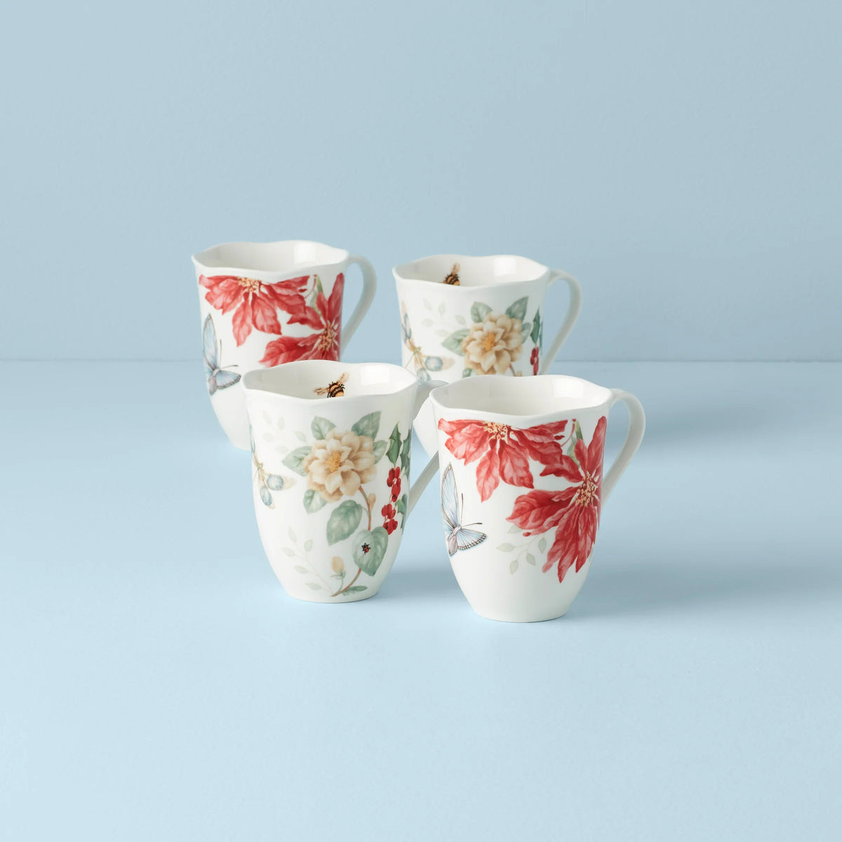 Butterfly Meadow Holiday 4-Piece Mug Set