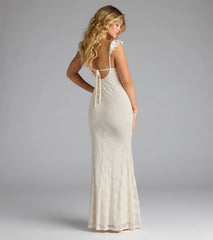 Romy Ruffle Tie-Back Mermaid Lace Formal Dress