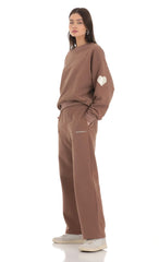 Heart Pocket Sports Suit in Brown