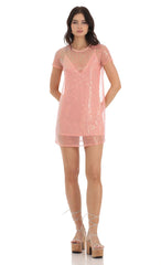 Sequin Two Piece Dress in Peach