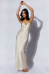 Cora Tie Back Maxi Slip Dress - Champagne