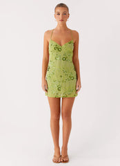 Vietta Sequin Cami Mini Dress - Lime