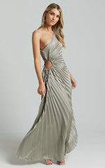 Kitsune Maxi Dress - One Shoulder Cut Out Dress in Sage
