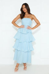 Wedding Adventure Strapless Maxi Dress Blue