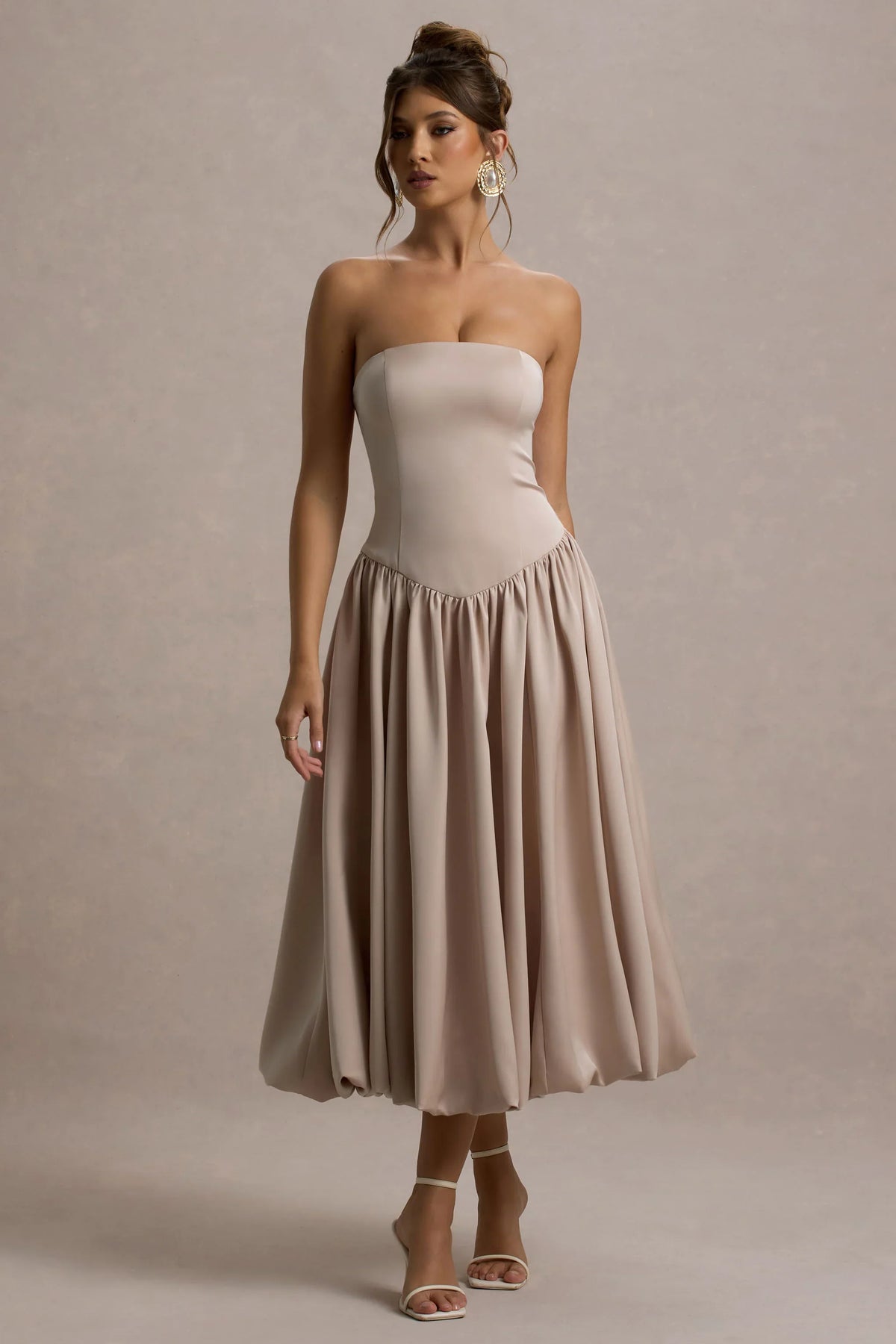 Keyton | Champagne Satin Bandeau Midi Dress