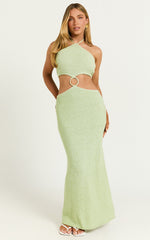 Amalie The Label - Mina Halter Knit Side Cut Out Midi Dress in Green