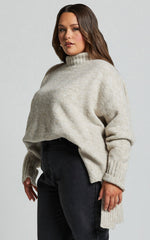 Luella Jumper - Oversized Turtle Neck Jumper in Oatmeal