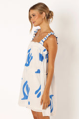 Elena Mini Dress - Blue Print