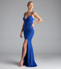Ariadna Strappy Open Back Slit Glitter Formal Dress