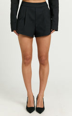Florence Shorts - High Waist Mini Pleated Shorts in Black