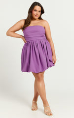 Shaima Mini Dress - Strapless Bubble Hem Dress in Orchid