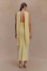 Wynn Floral Knit Midi Dress - Lemon