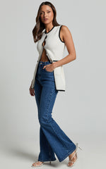 Tilda Jeans - High Waist Flare Denim Jeans in Dark Blue Wash