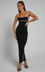 Abegaille Midi Dress - Bodycon Dress in Black