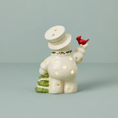 Happy Holly Days Snowman & Cardinal Lit Figurine