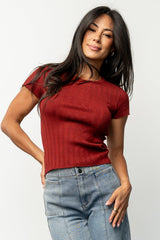 Penny Pointelle Top | Brick