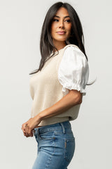 Taylor Puff Sleeve Top | Cream + Ivory