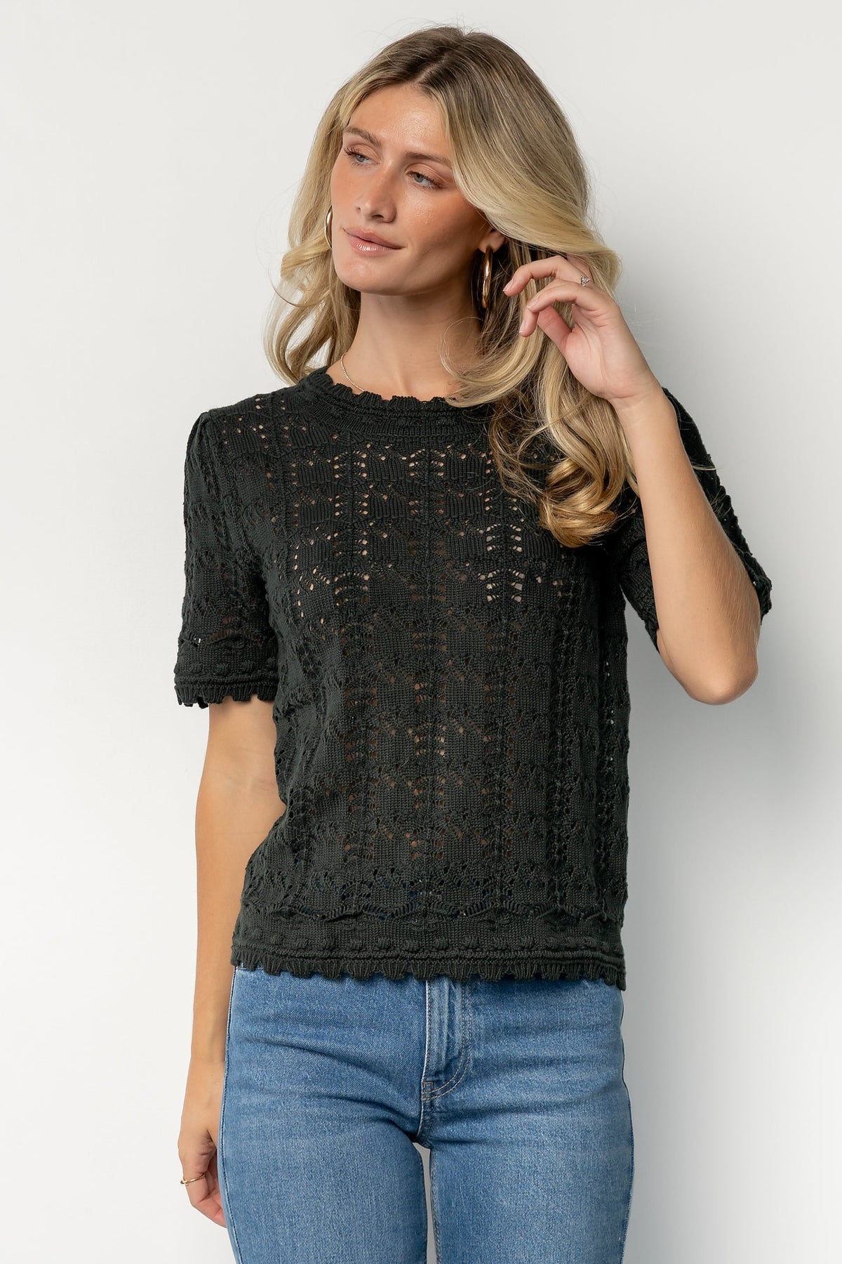 Serenity Knit Sweater Top | Dark Green