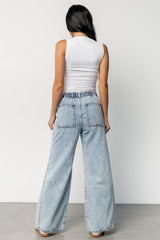 Skyler Drawstring Wide Leg Jeans | Light Wash