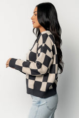 Quincy Checkered Sweater | Deep Jade