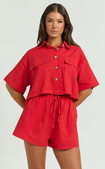 Adana Two Piece Set - Crop Two Piece Set in Red