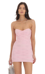 Foiled Mesh Corset in Pink