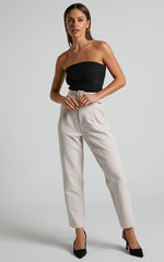 Milica Trousers - Belted High Waisted Trousers in Beige