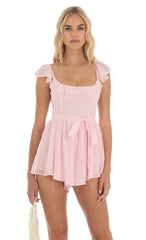 Chiffon Shimmer Romper in Pink