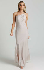 Rosalyn Maxi Dress - Asymmetric One Shoulder Cross Back Slip in Ivory