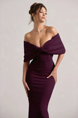 Cornelia | Plum Strapless Maxi Dress With Oversized Bow