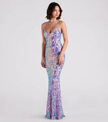 Taisia Formal Sequin Scroll Dress