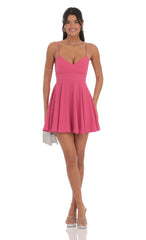 Open Back A-line Dress in Magenta