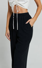 Kala Pants - Mid Waisted Relaxed Elastic Waist Pants in Black