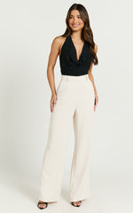 Bonnie Pants - High Waisted Tailored Wide Leg Pants in Bone