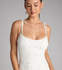 Marleen Sequin Pearl Bow Mini Dress