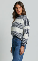 Snuggle Up Jumper - Knit Jumper in Navy Stripe