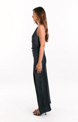 Marriot Black One Shoulder Formal Maxi Dress